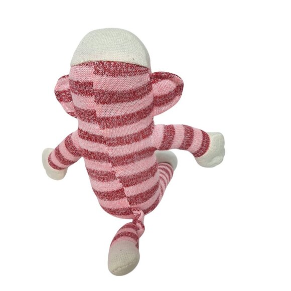 Pink Red Stripe Sock Monkey Valentine Plush Toy 14.5" - Picture 3 of 5